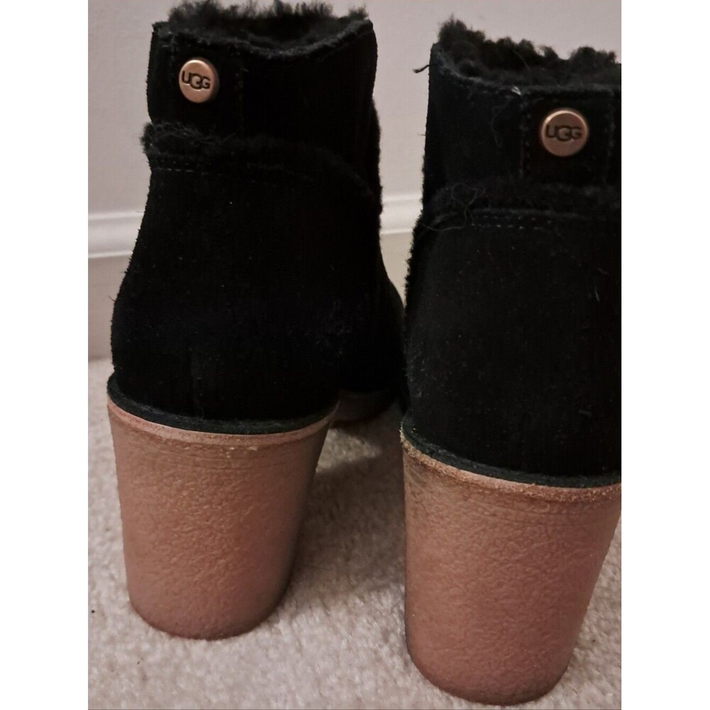 UGG Boots Women's 8.5 Black Suede Block Heel Kasen Chunky Water Resistent Winter - Picture 6 of 10